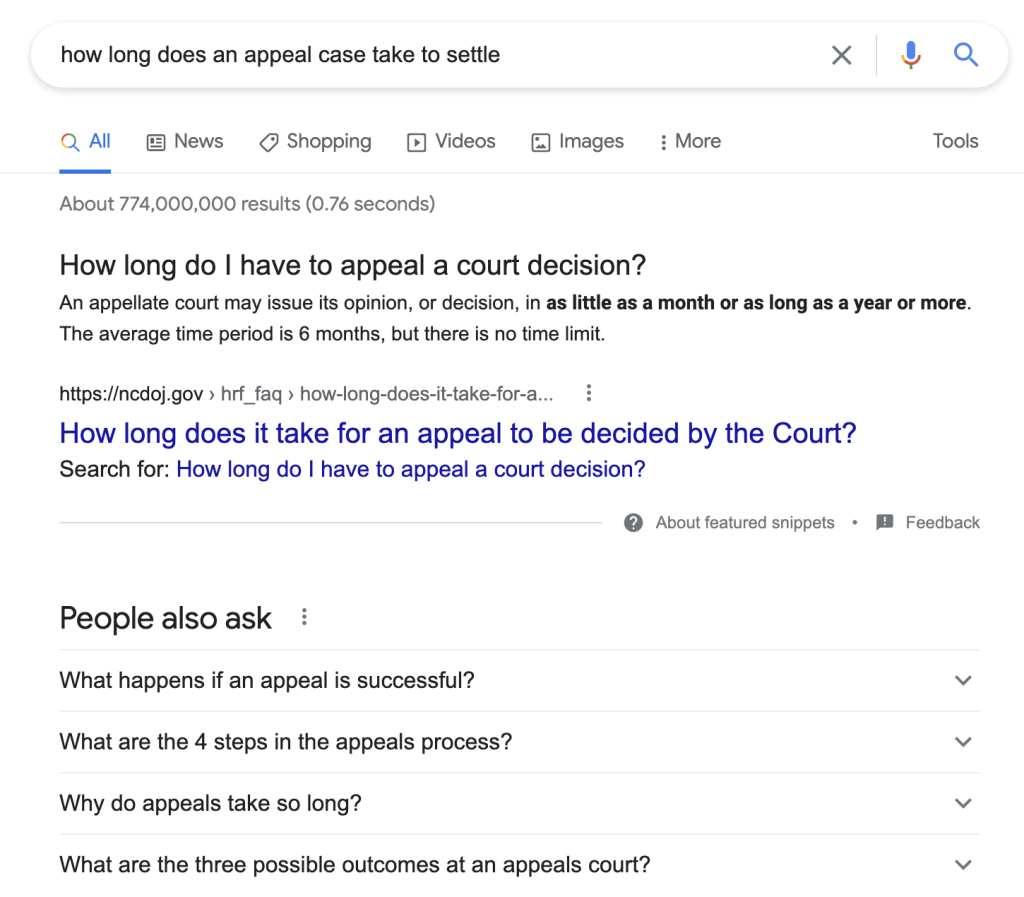 How long does it take to appeal a court decision.